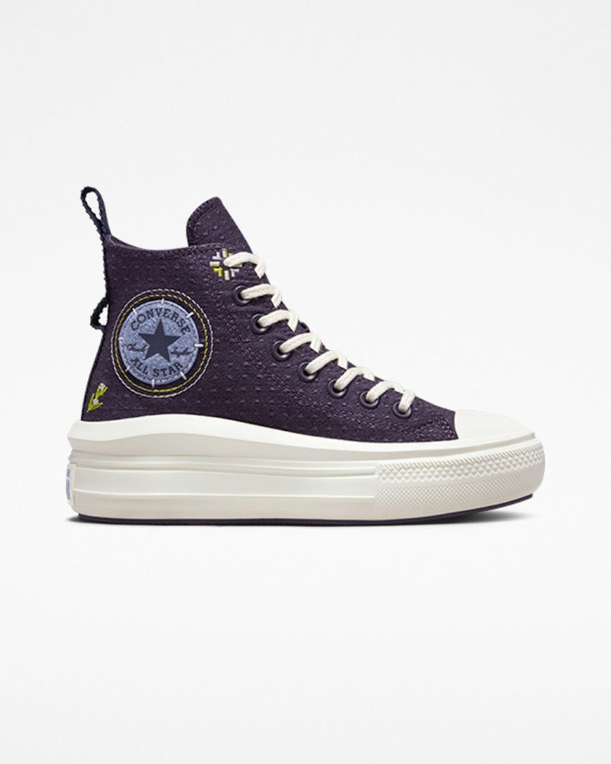 Dámské Boty Na Platformy Converse Chuck Taylor All Star Move Autumn Embroidery Vysoké Fialové | CZ 31JGH94